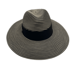 Failsworth Black & Natural Stripe Paper Braid Fedora Hat