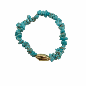 Love Rocks Turquoise Chip Bracelet with Gold Shell Detail