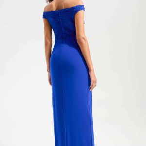 Joseph Ribkoff Signature Cascade Off-Shoulder Gown