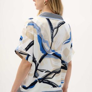 Joseph Ribkoff Recycled Woven Abstract Print Boxy Top