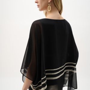 Joseph Ribkoff Sheer Woven Tropical Print And Silky Knit Poncho Top