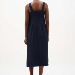 Joseph Ribkoff Woven Twill Straight Dress With Contras Trim