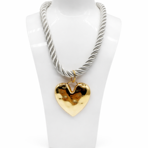 Love Rocks Gold Heart Cord Statement Necklace