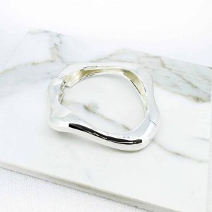 Envy Silver Tone Sculpted Bangle Bracelet