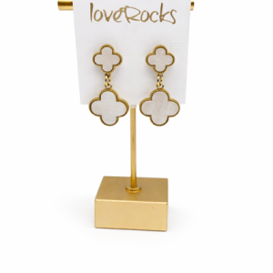 Love Rocks Double Clover Drop Earrings 