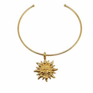 Love Rocks Gold Sun Pendant Collar Necklace