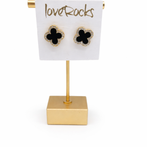 Love Rocks Black Clover Crystal Stud Earrings