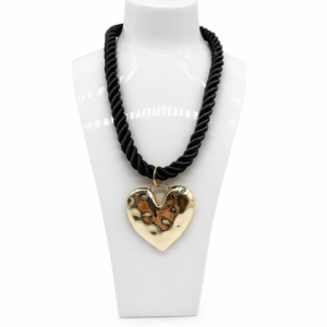 Love Rocks Gold Heart Cord Statement Necklace