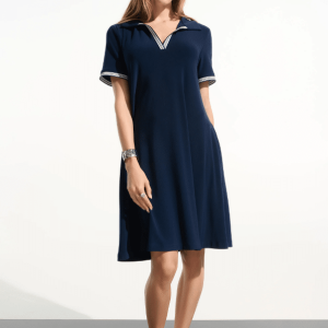 Joseph Ribkoff Silky Knit Trapeze Dress With Polo Collar