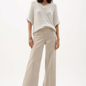 Joseph Ribkoff Featherweave™ Denim Wide Leg Jeans With Rhinestones