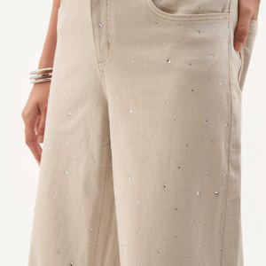 Joseph Ribkoff Featherweave™ Denim Wide Leg Jeans With Rhinestones