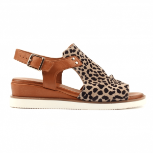 LUNAR STEFFI OCELOT LEATHER WEDGE SANDAL