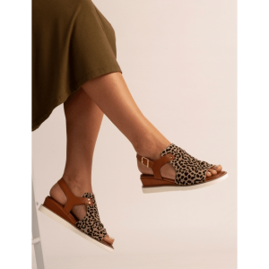 LUNAR STEFFI OCELOT LEATHER WEDGE SANDAL