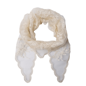 Black Colour Miriana triangle lace scarf - Off White