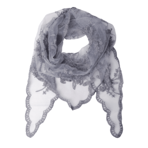 Black Colour Miriana triangle lace scarf – Grey Blue