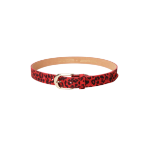 Black Colour Smilla suede belt - Red Leopard