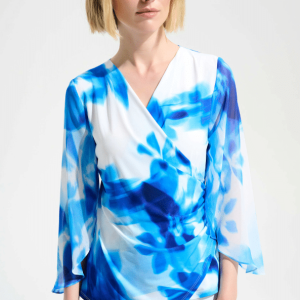 Joseph Ribkoff Signature | Silky Knit Floral Print Wrap Top