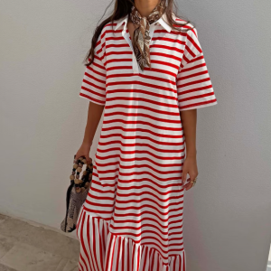 Never Fully Dressed Red Stripe Jersey Dress