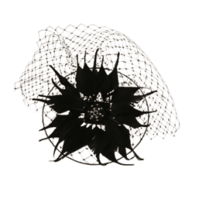 Failsworth Black Floral Veil Fascinator