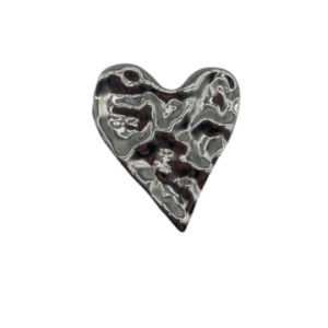 Love Rocks Silver Hammered Heart Brooch 