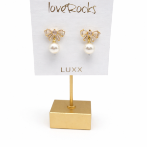 Love Rocks Mini Bow & Pearl Earrings 