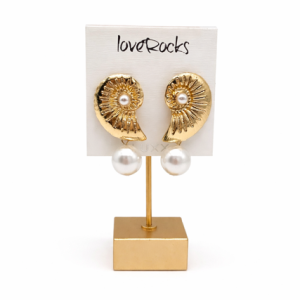 Love Rocks Gold Shell & Pearl Drop Earrings 