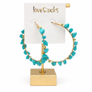 Love Rocks Turquoise Chip Hoop Earrings