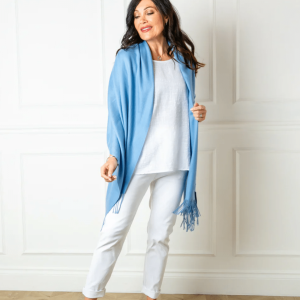 Tilley & Grace Cashmere-Mix Pashmina In French Blue