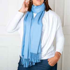 Tilley & Grace Cashmere-Mix Pashmina In French Blue