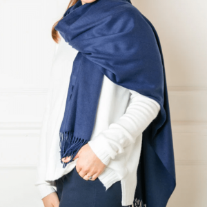Tilley & Grace Cashmere-Mix Pashmina In Navy