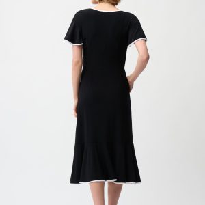 Joseph Ribkoff Silky Knit Wrap Dress With Contrast Trim