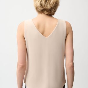 Joseph Ribkoff Woven Twill Sleeveless Straight Top With V-neckline