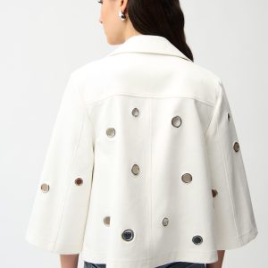 Joseph Ribkoff Foiled Faux Suede Swing Jacket With Grommets