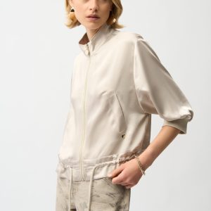 Joseph Ribkoff Satin Boxy Blouson Jacket With Drawstring Hem