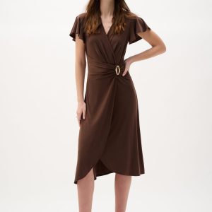 Joseph Ribkoff Silky Knit Wrap Dress With Ruffled Sleeves