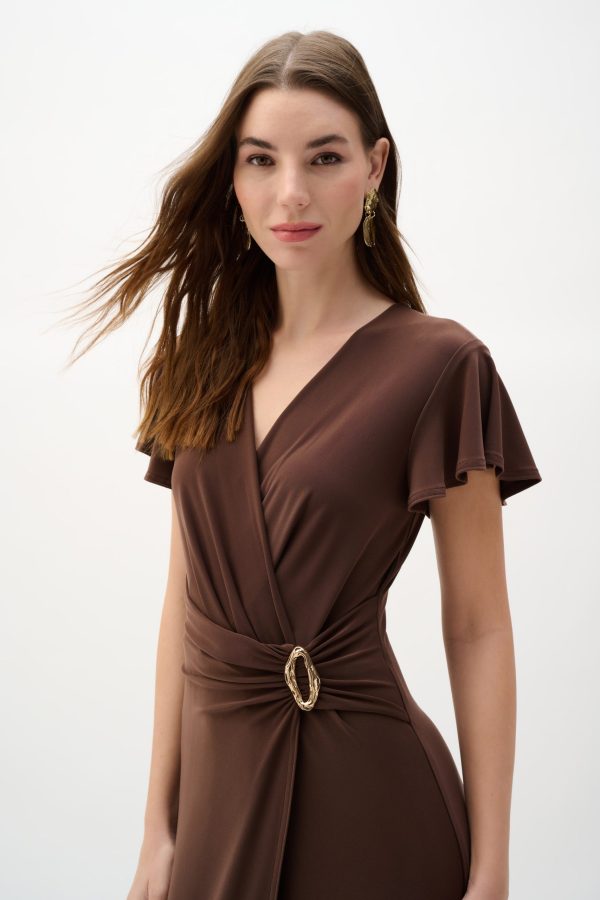 Joseph Ribkoff Silky Knit Wrap Dress With Ruffled Sleeves - Renes Lancaster