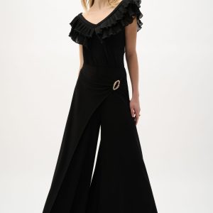 Joseph Ribkoff Silky Knit Culotte Pull-On Pants With Buckle Detail