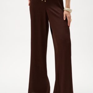 Joseph Ribkoff Crushed Satin Wide Leg Pull-On Pants With Drawstring