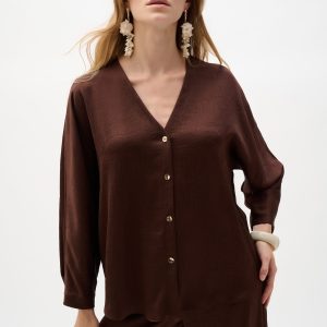 Joseph Ribkoff Crushed Satin Boxy Top With Dolman Sleeves
