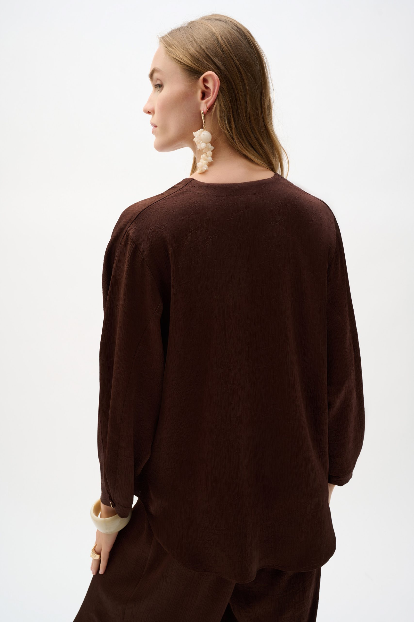 Joseph Ribkoff Crushed Satin Boxy Top With Dolman Sleeves