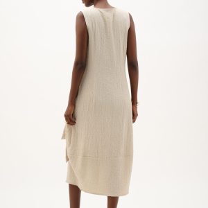 Joseph Ribkoff Seersucker Cocoon Dress With Ring And Tie Detail