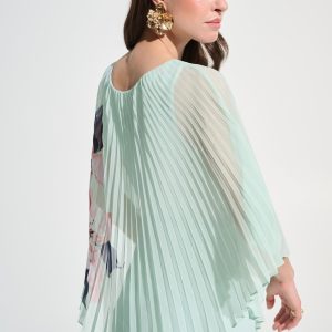 Joseph Ribkoff  Signature | Chiffon Floral Print Pleated Poncho Top