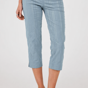 Robell Marie 07 Pale Blue Seersucker Capri Trouser