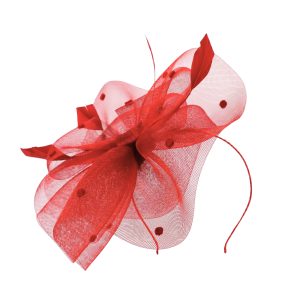 Boardmans "Elena" Red crin ruffle fascinator