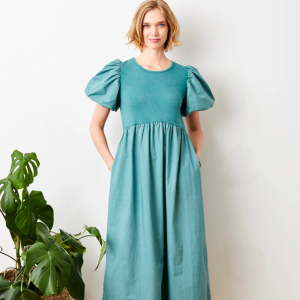 Suzy D Galeena  Jade Dress With Puff Sleeves