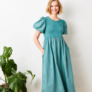 Suzy D Galeena  Jade Dress With Puff Sleeves