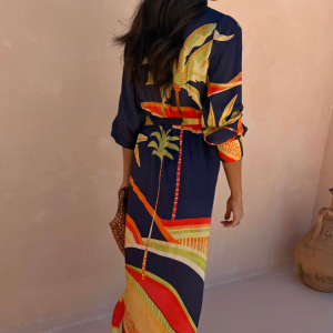 Never Fully Dressed Blue Palm Shirt Dress