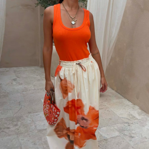 Never Fully Dressed Coral Scoop Neck Rib Tank Top