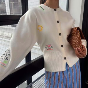 Never Fully Dressed Cream Neon Embroidered Darcy Cardigan