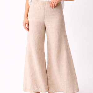 Suzy D Seraphina Linen Wide Pant with Shirred Waistband